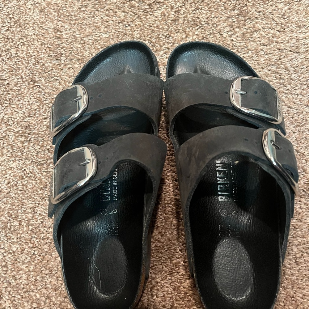 Birkenstock, size 37 big buckle: black